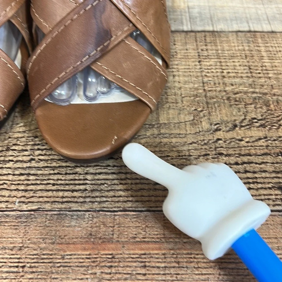 Seychelles Route Heels Womens Size 9.5 Tan Leather Criss-Cross Open Toe Buckle - Picture 6 of 16